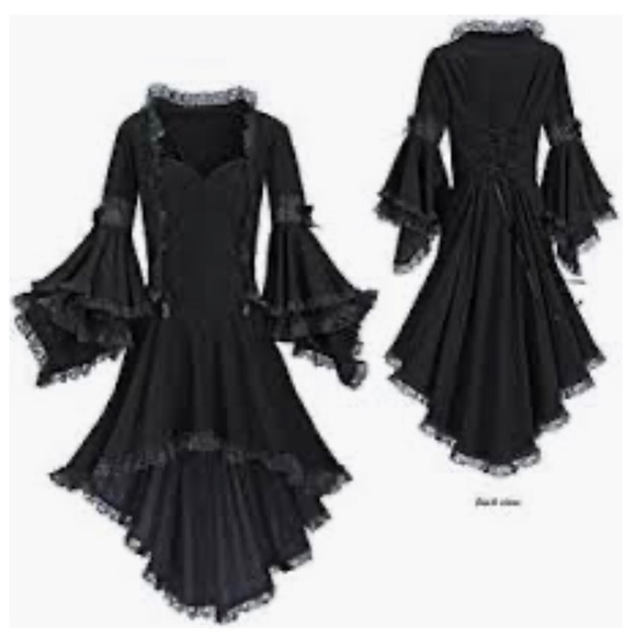 The Pyramid Collection Dresses & Skirts - Midnight Garden Black Corset Boho Goth Dress M